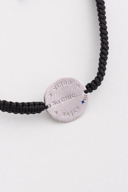 Başak Burcu 18 Ayar Beyaz Altın Kaplama Ayarlanabilir Erkek Gümüş Bileklik 07310051299