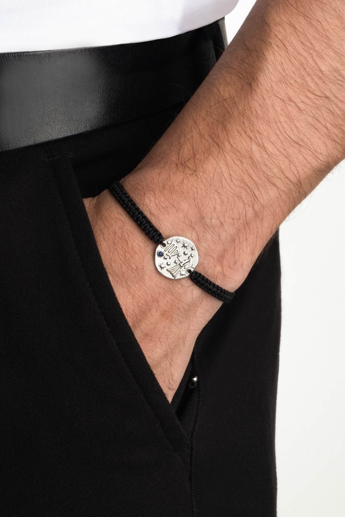 Başak Burcu 18 Ayar Beyaz Altın Kaplama Ayarlanabilir Erkek Gümüş Bileklik 07310051299