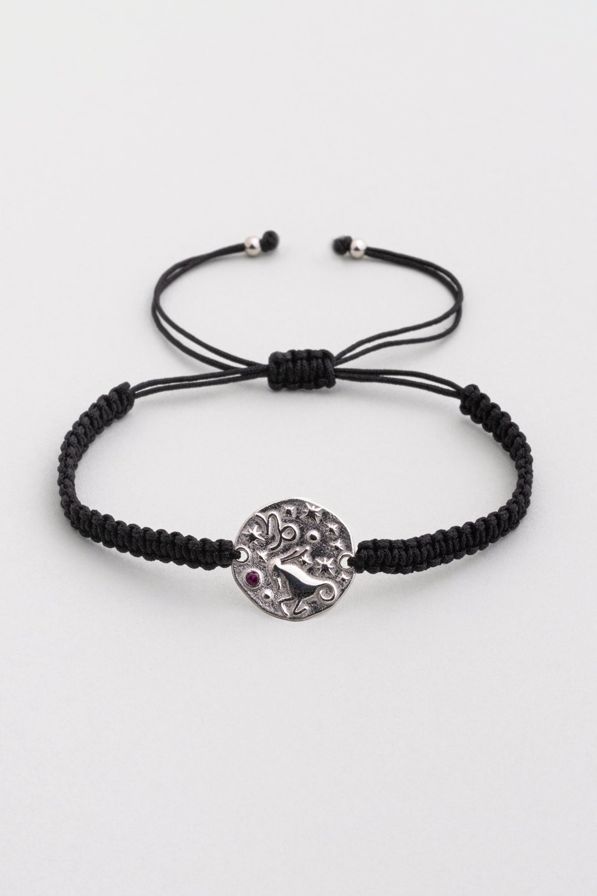 Oğlak Burcu 18 Ayar Beyaz Altın Kaplama Ayarlanabilir Erkek Gümüş Bileklik 07310097299