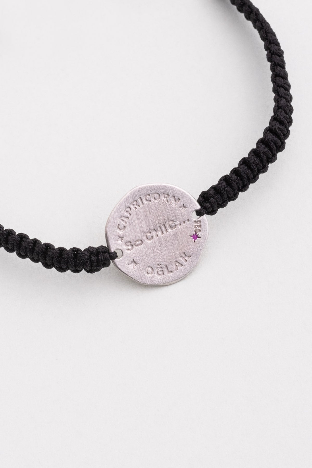 Oğlak Burcu 18 Ayar Beyaz Altın Kaplama Ayarlanabilir Erkek Gümüş Bileklik 07310097299