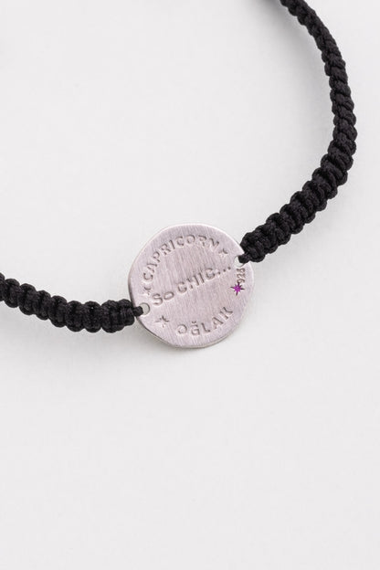 Oğlak Burcu 18 Ayar Beyaz Altın Kaplama Ayarlanabilir Erkek Gümüş Bileklik 07310097299