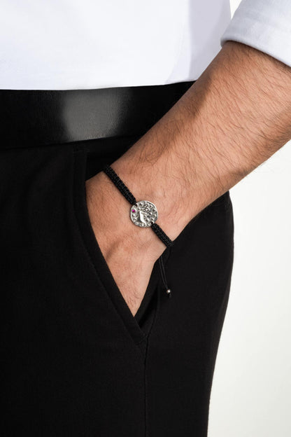 Oğlak Burcu 18 Ayar Beyaz Altın Kaplama Ayarlanabilir Erkek Gümüş Bileklik 07310097299