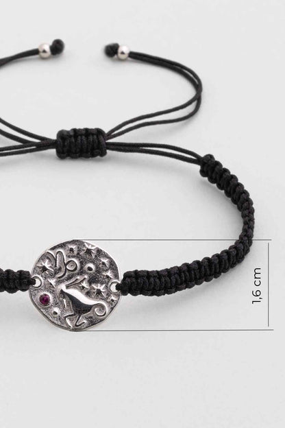 Oğlak Burcu 18 Ayar Beyaz Altın Kaplama Ayarlanabilir Erkek Gümüş Bileklik 07310097299