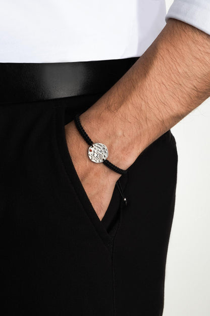 Kova Burcu 18 Ayar Beyaz Altın Kaplama Ayarlanabilir Erkek Gümüş Bileklik 07310100899