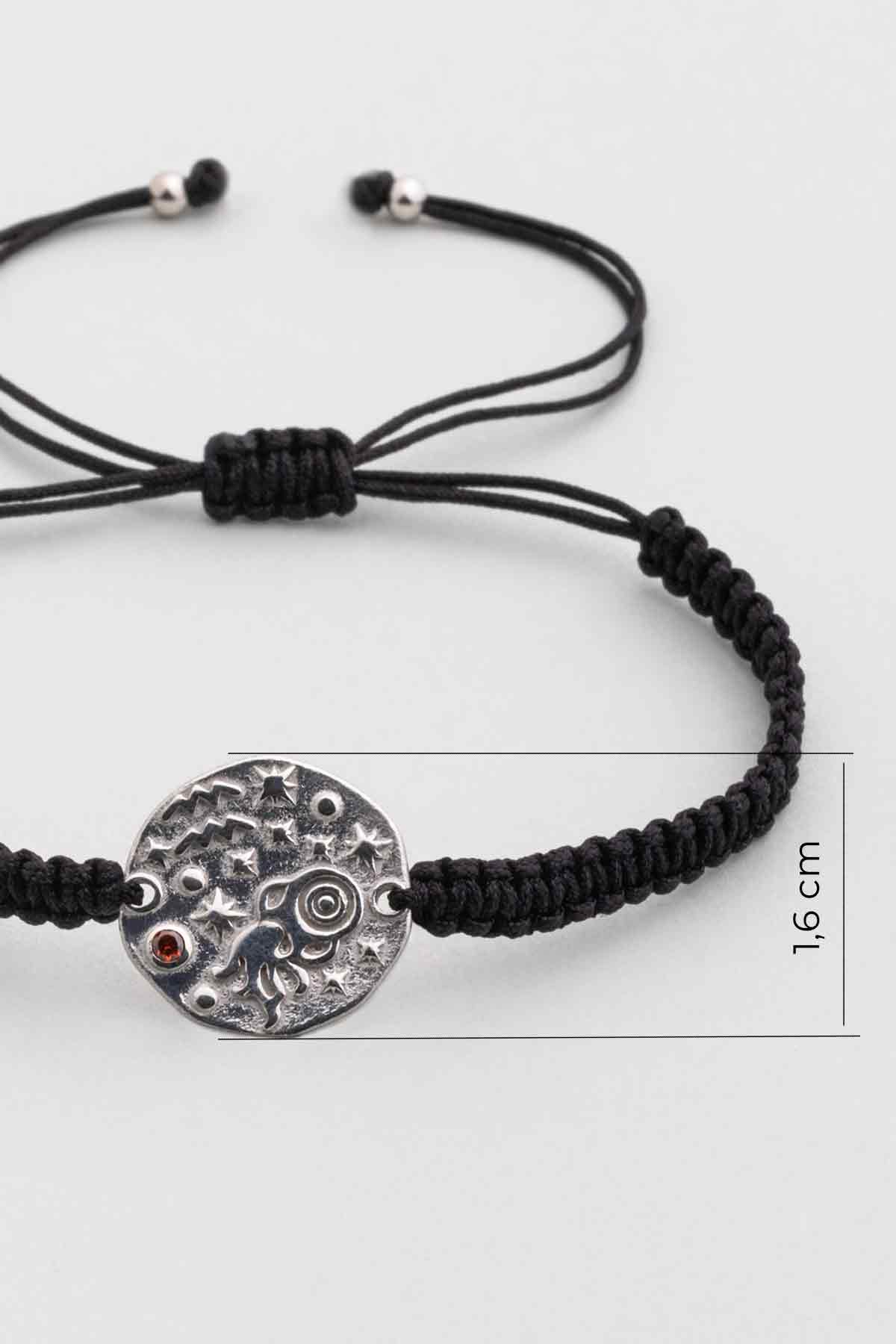 Kova Burcu 18 Ayar Beyaz Altın Kaplama Ayarlanabilir Erkek Gümüş Bileklik 07310100899