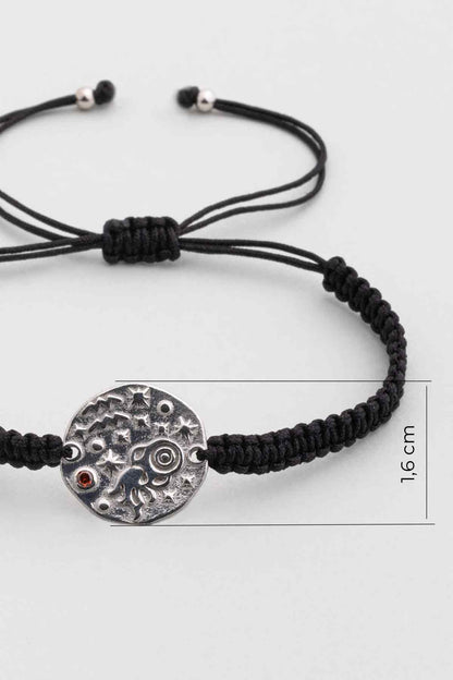 Kova Burcu 18 Ayar Beyaz Altın Kaplama Ayarlanabilir Erkek Gümüş Bileklik 07310100899