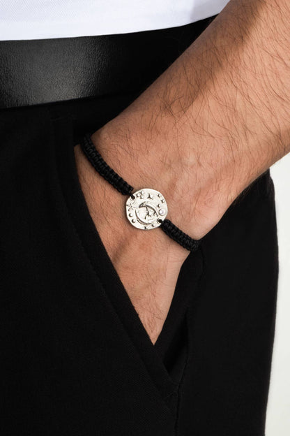 Balık Burcu 18 Ayar Beyaz Altın Kaplama Ayarlanabilir Erkek Gümüş Bileklik 07310110399