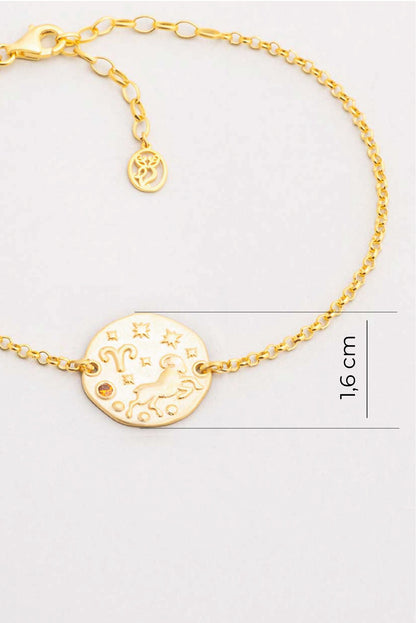 Koç Burcu 18 Ayar Sarı Altın Kaplama 20 Cm Gümüş Bileklik 07310200944