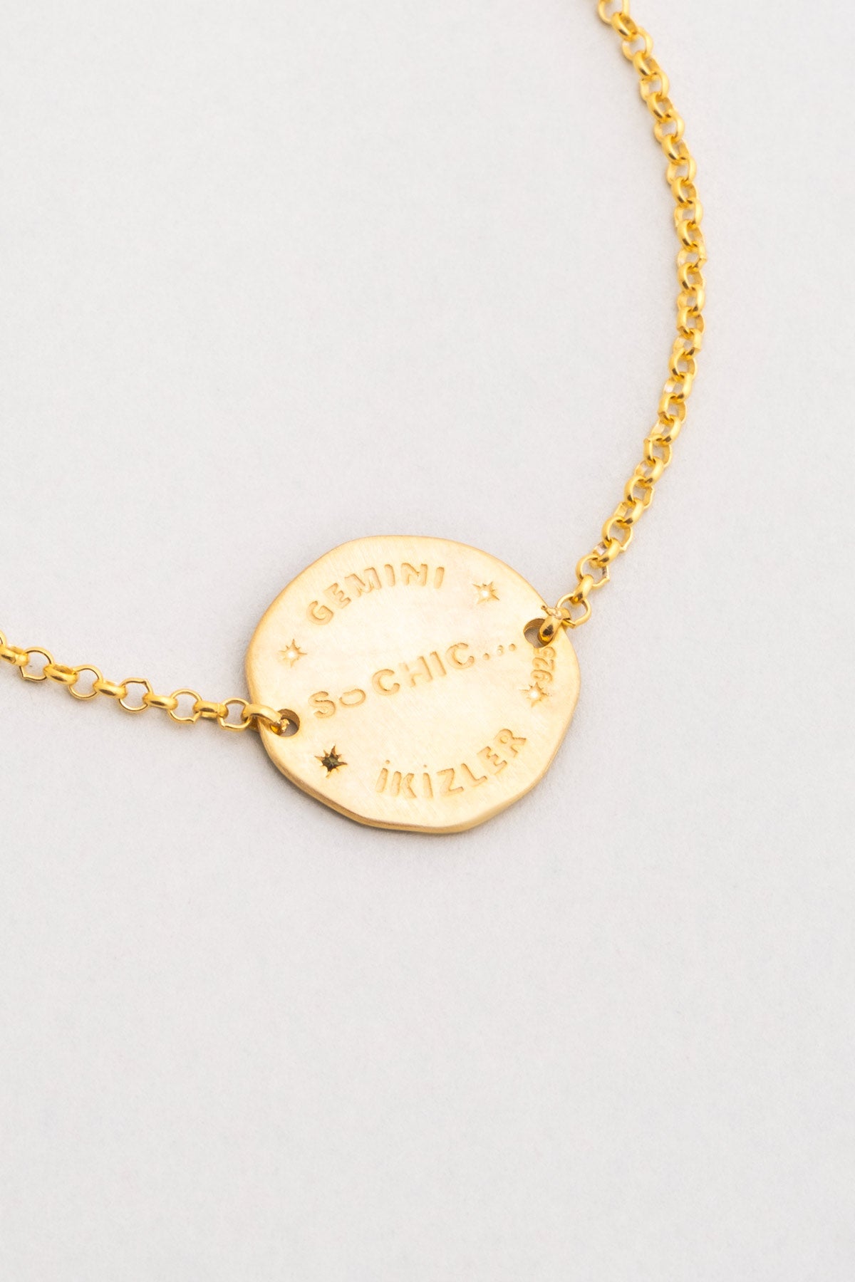 Ikizler Burcu 18 Ayar Sarı Altın Kaplama 20 Cm Gümüş Bileklik 07310220444