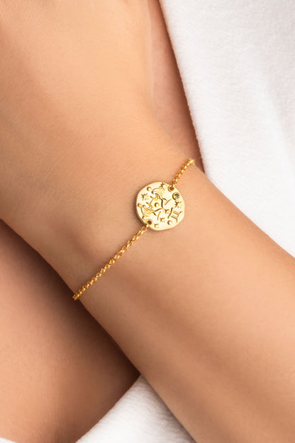 Ikizler Burcu 18 Ayar Sarı Altın Kaplama 20 Cm Gümüş Bileklik 07310220444