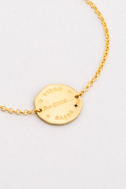 Başak Burcu 18 Ayar Sarı Altın Kaplama 20 Cm Gümüş Bileklik 07310251244