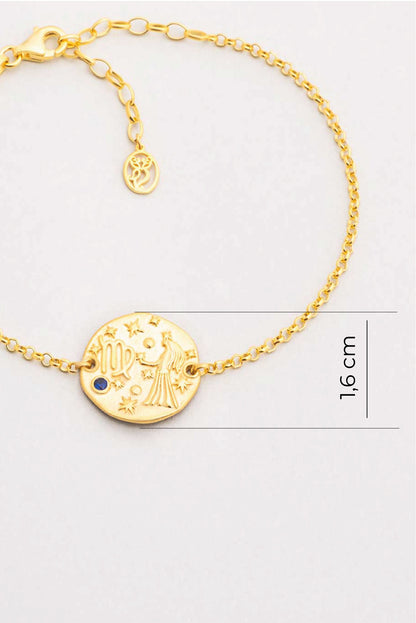 Başak Burcu 18 Ayar Sarı Altın Kaplama 20 Cm Gümüş Bileklik 07310251244