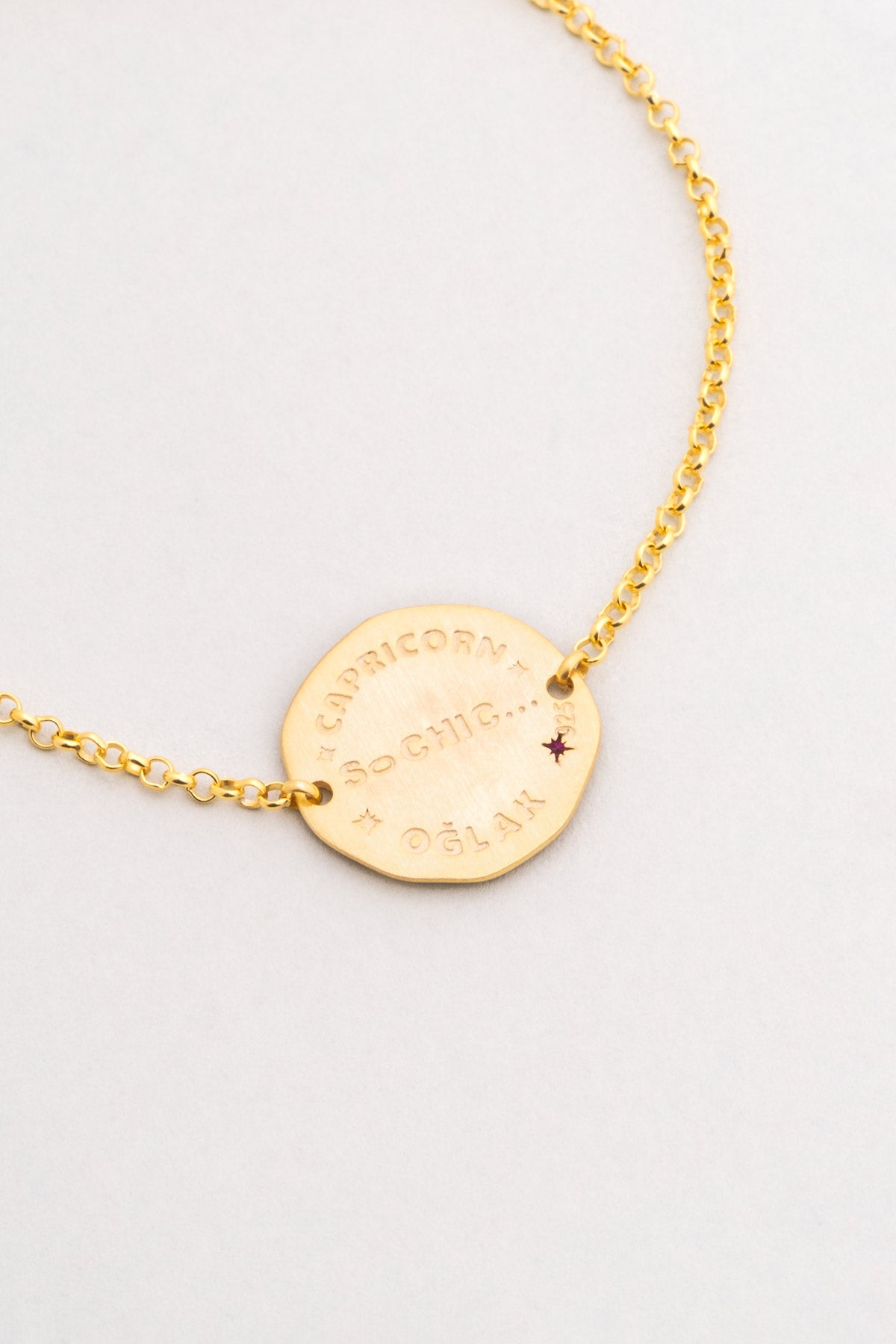 Oğlak Burcu 18 Ayar Sarı Altın Kaplama 20 Cm Gümüş Bileklik 07310297244