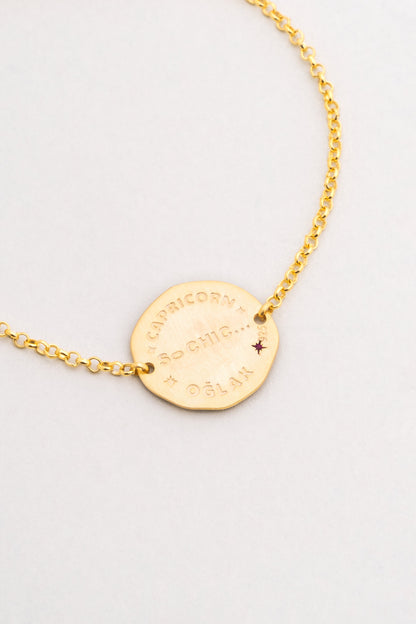 Oğlak Burcu 18 Ayar Sarı Altın Kaplama 20 Cm Gümüş Bileklik 07310297244