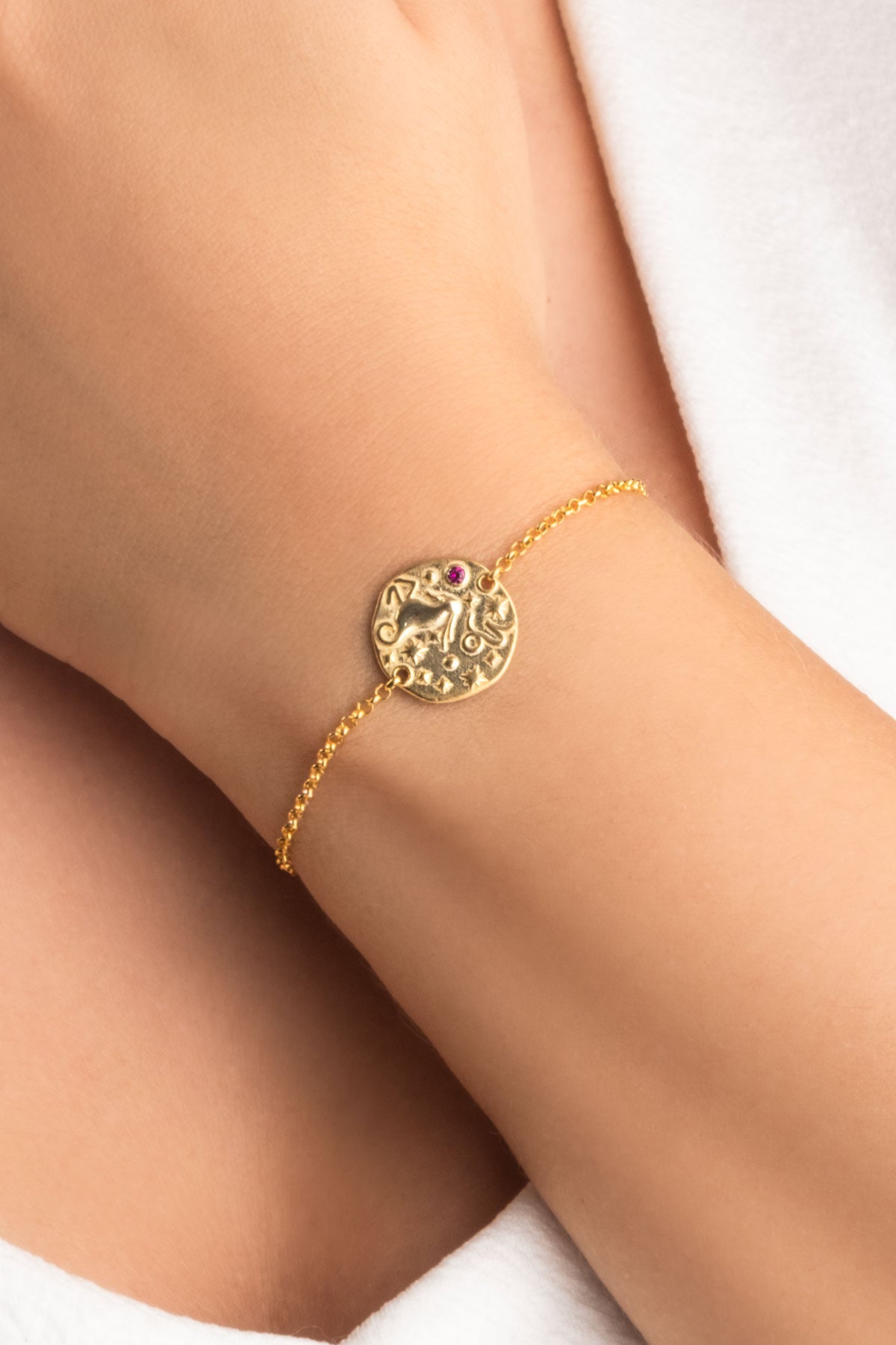 Oğlak Burcu 18 Ayar Sarı Altın Kaplama 20 Cm Gümüş Bileklik 07310297244