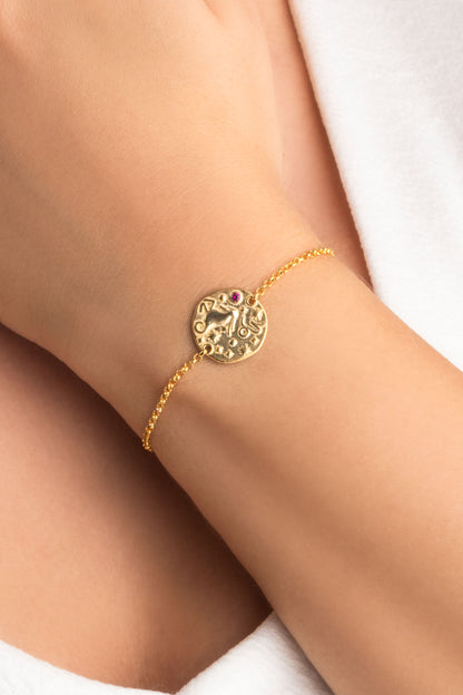 Oğlak Burcu 18 Ayar Sarı Altın Kaplama 20 Cm Gümüş Bileklik 07310297244