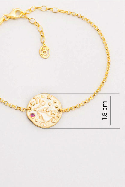 Oğlak Burcu 18 Ayar Sarı Altın Kaplama 20 Cm Gümüş Bileklik 07310297244