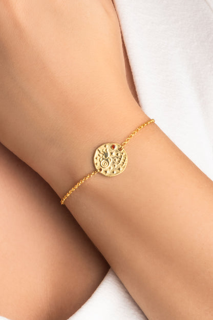 Kova Burcu 18 Ayar Sarı Altın Kaplama 20 Cm Gümüş Bileklik 07310300844