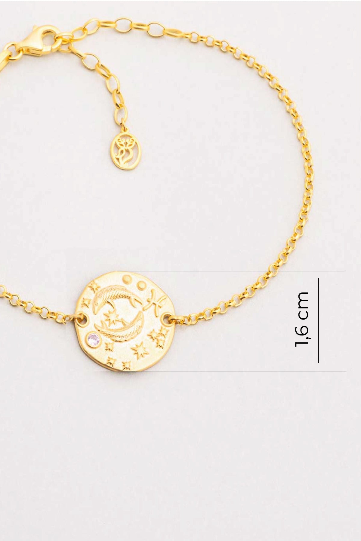 Balık Burcu 18 Ayar Sarı Altın Kaplama 20 Cm Gümüş Bileklik 07310310344