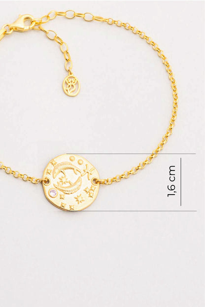 Balık Burcu 18 Ayar Sarı Altın Kaplama 20 Cm Gümüş Bileklik 07310310344