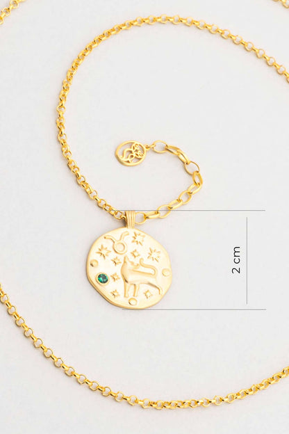 Boğa Burcu 18 Ayar Sarı Altın Kaplama 45 Cm Gümüş Kolye 07310410444