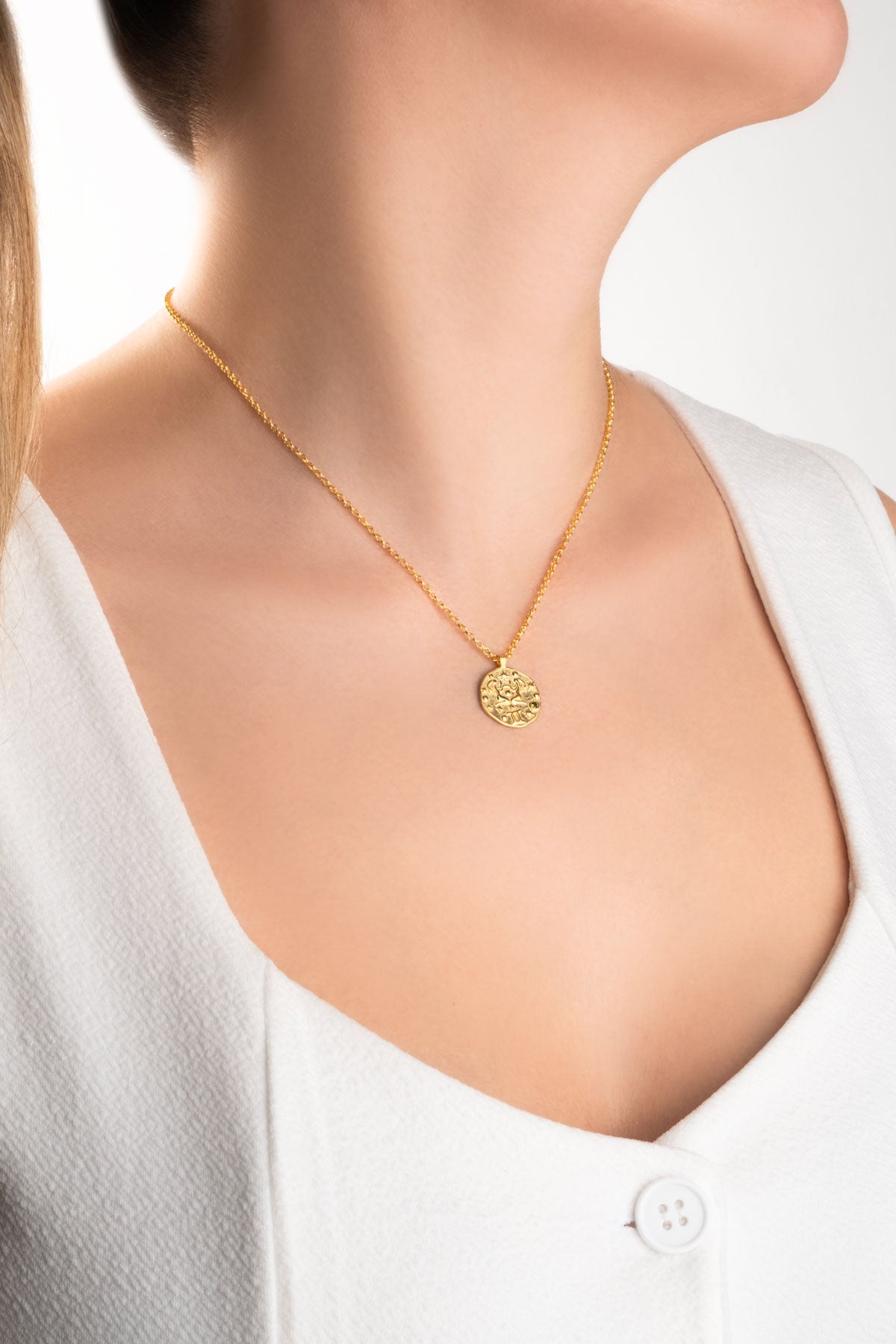 Ikizler Burcu 18 Ayar Sarı Altın Kaplama 45 Cm Gümüş Kolye 07310420444