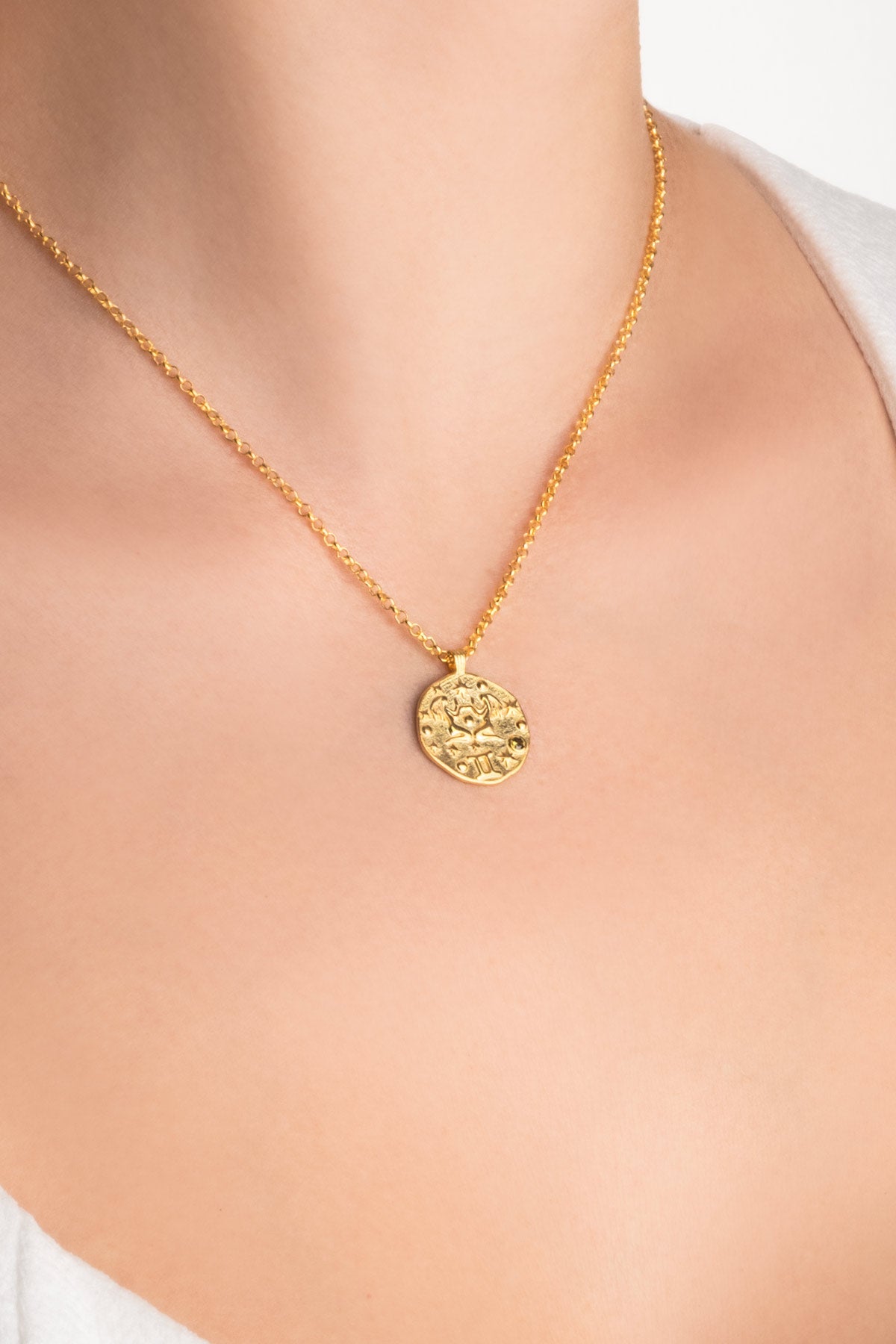 Ikizler Burcu 18 Ayar Sarı Altın Kaplama 45 Cm Gümüş Kolye 07310420444