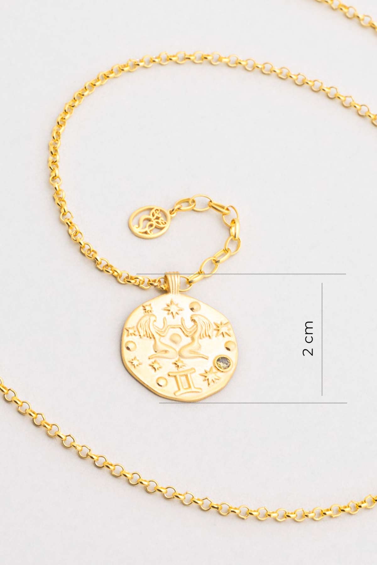 Ikizler Burcu 18 Ayar Sarı Altın Kaplama 45 Cm Gümüş Kolye 07310420444