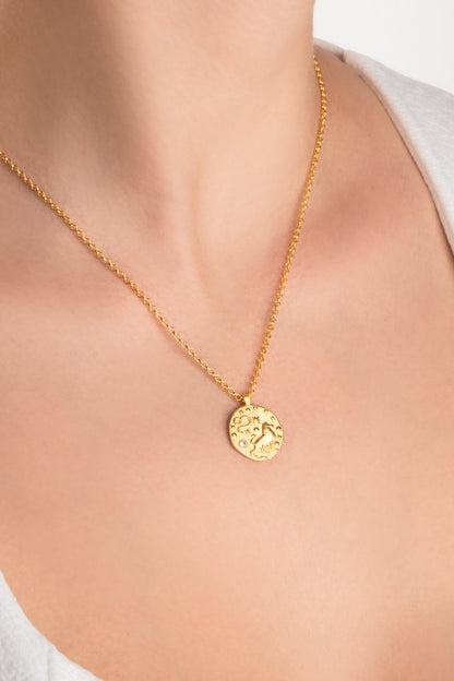 Aslan Burcu 18 Ayar Sarı Altın Kaplama 45 Cm Gümüş Kolye 07310445444