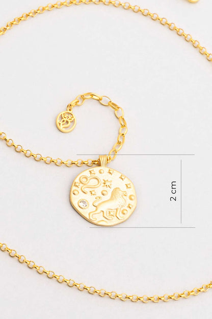 Aslan Burcu 18 Ayar Sarı Altın Kaplama 45 Cm Gümüş Kolye 07310445444