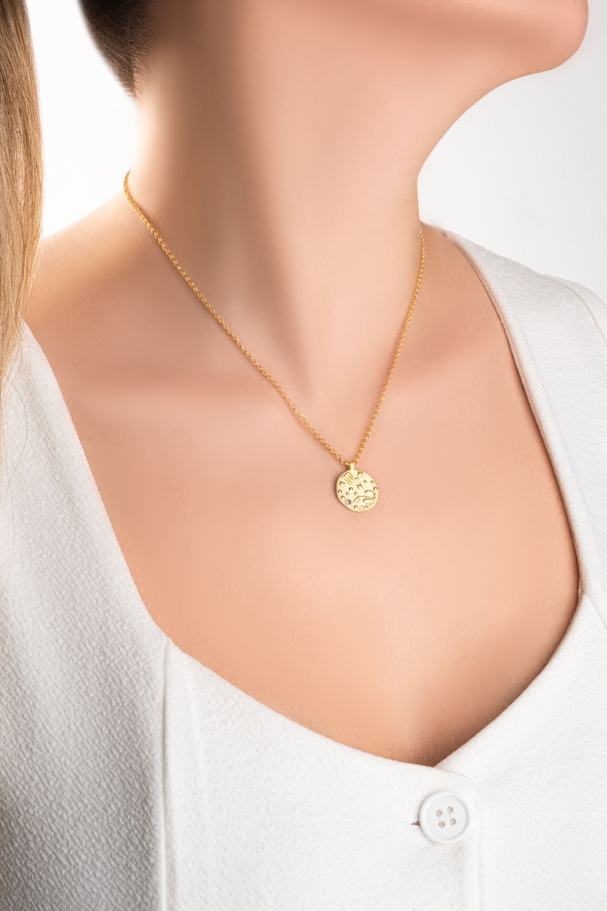 Akrep Burcu 18 Ayar Sarı Altın Kaplama 45 Cm Gümüş Kolye 07310478944