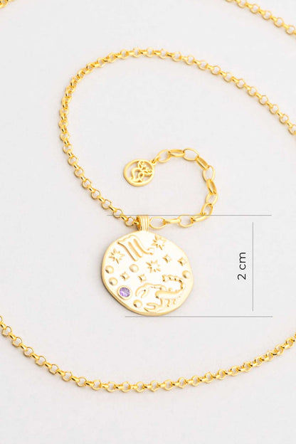 Akrep Burcu 18 Ayar Sarı Altın Kaplama 45 Cm Gümüş Kolye 07310478944