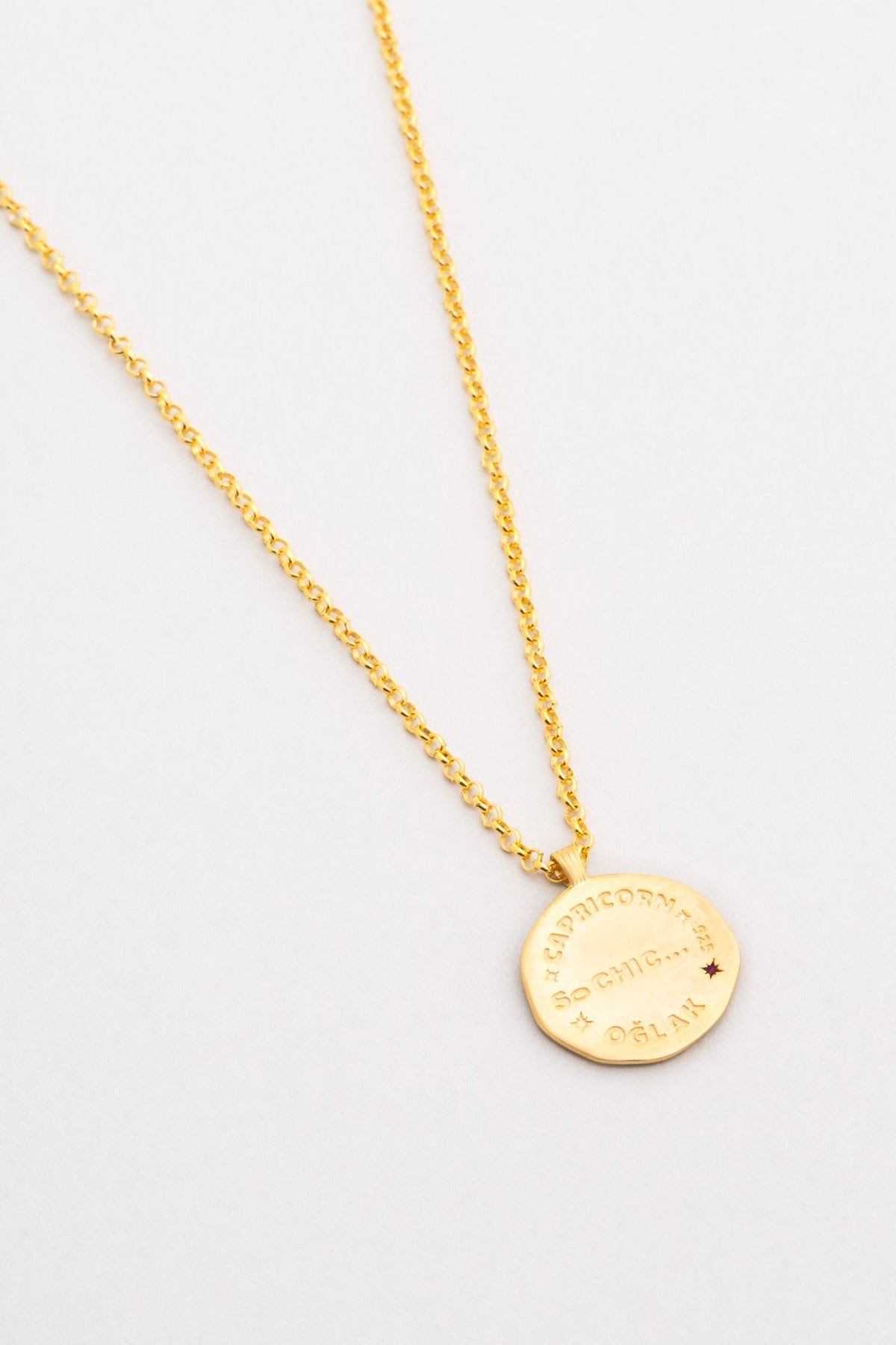 Oğlak Burcu 18 Ayar Sarı Altın Kaplama 45 Cm  Gümüş Kolye 07310497244