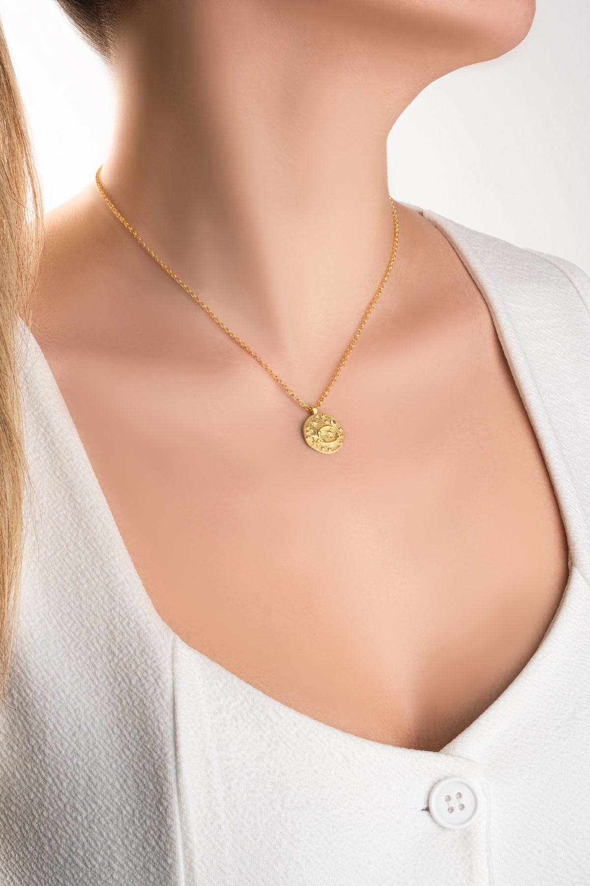 Balık Burcu 18 Ayar Sarı Altın Kaplama 45 Cm Gümüş Kolye 07310510344