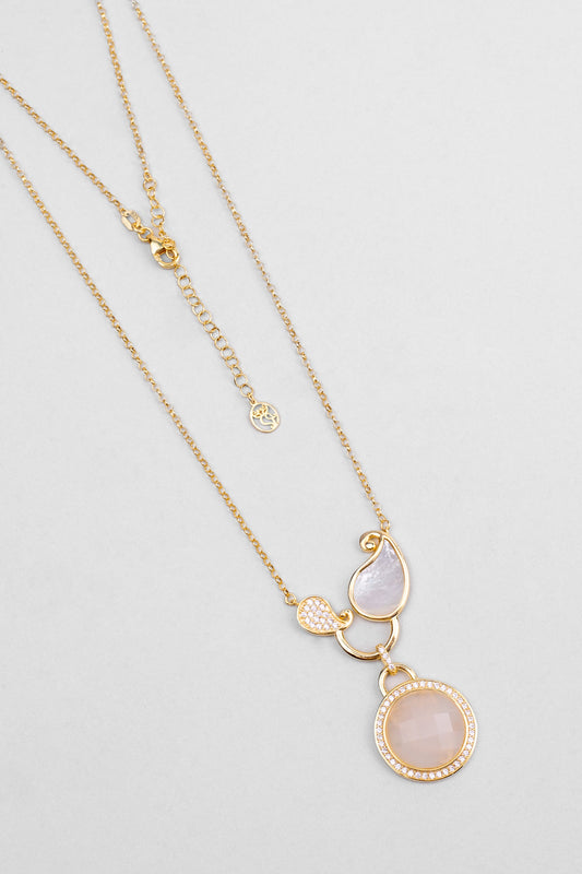 Binbir Gece 18 Ayar Sarı Altın Kaplama 55 Cm Gümüş Sedef Kolye 07310634644