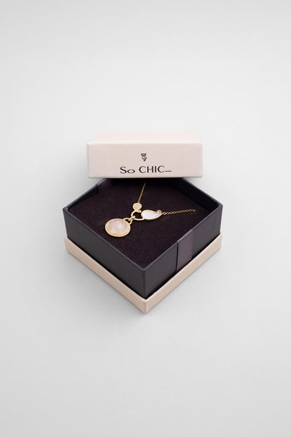 Binbir Gece 18 Ayar Sarı Altın Kaplama 55 Cm Gümüş Sedef Kolye 07310634644