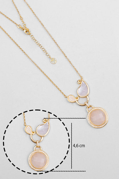 Binbir Gece 18 Ayar Sarı Altın Kaplama 55 Cm Gümüş Sedef Kolye 07310634644