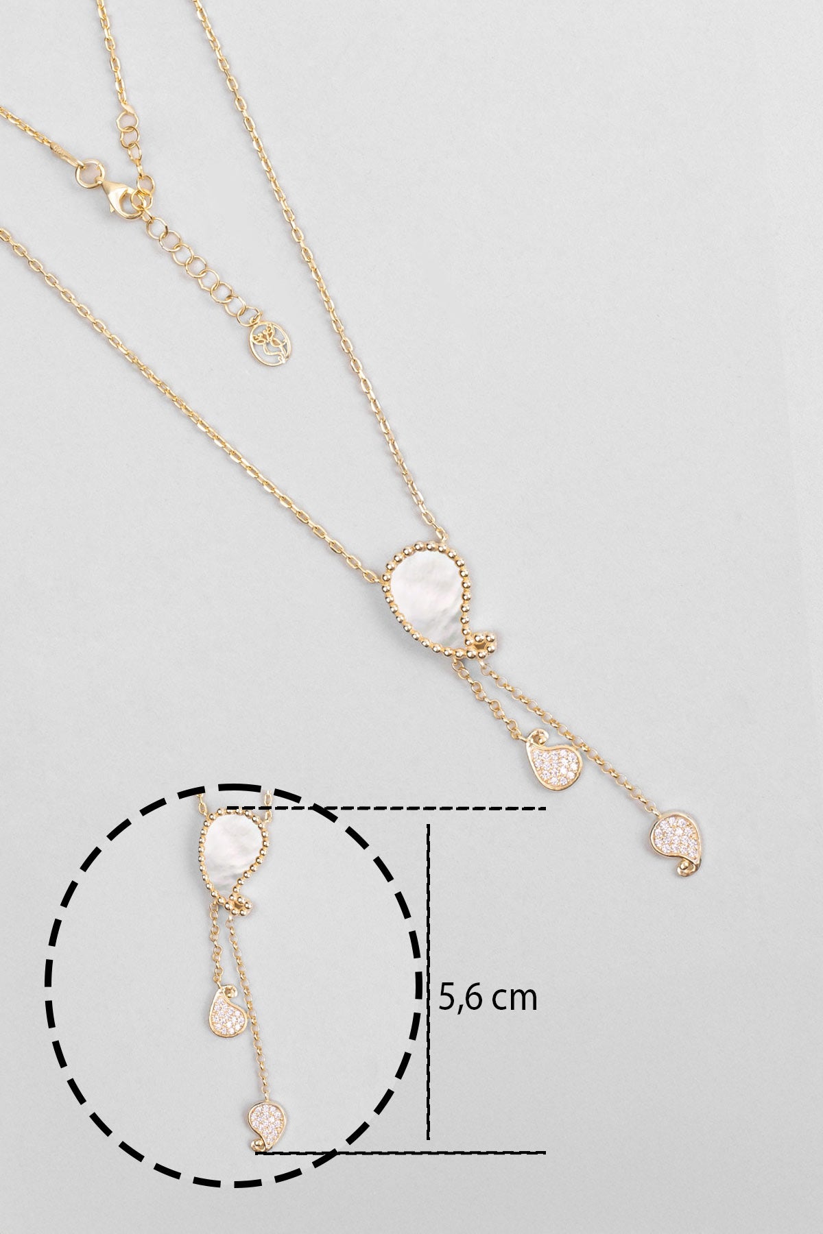 Mavera 18 Ayar Sarı Altın Kaplama 55 Cm Gümüş Sedef Kolye 07310654644
