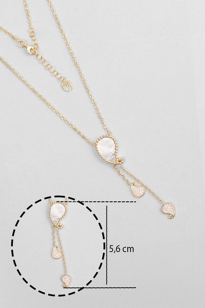 Mavera 18 Ayar Sarı Altın Kaplama 55 Cm Gümüş Sedef Kolye 07310654644