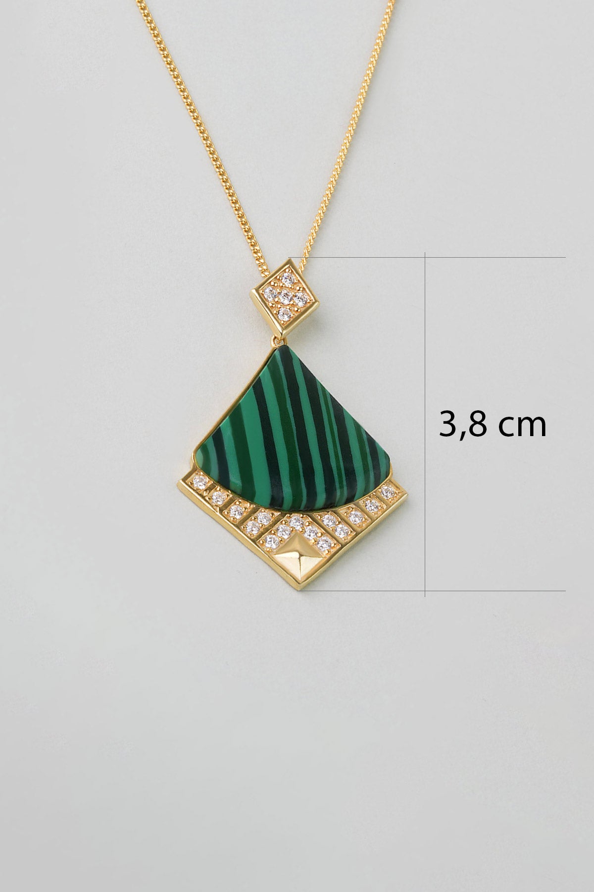 Malahit Şıklığı 18 Ayar Sarı Altın Kaplama 47 Cm Gümüş Kolye 07310720444