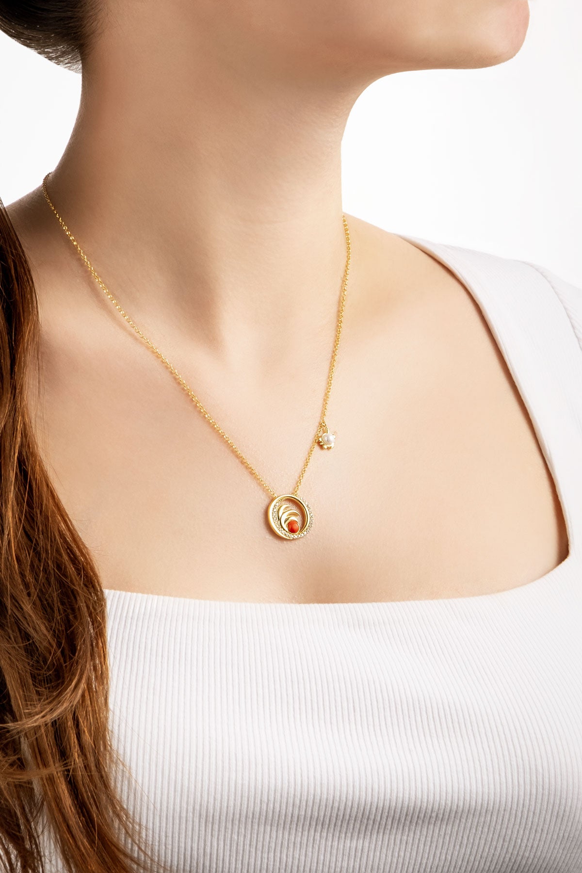 Saklı Mercan 18 Ayar Sarı Altın Kaplama 45 Cm Gümüş Kolye 07310950844