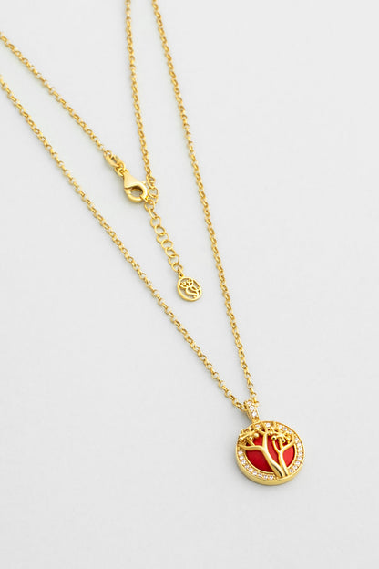 Mercan Ağacı 18 Ayar Sarı Altın Kaplama 48 Cm Gümüş Kolye 07310990844