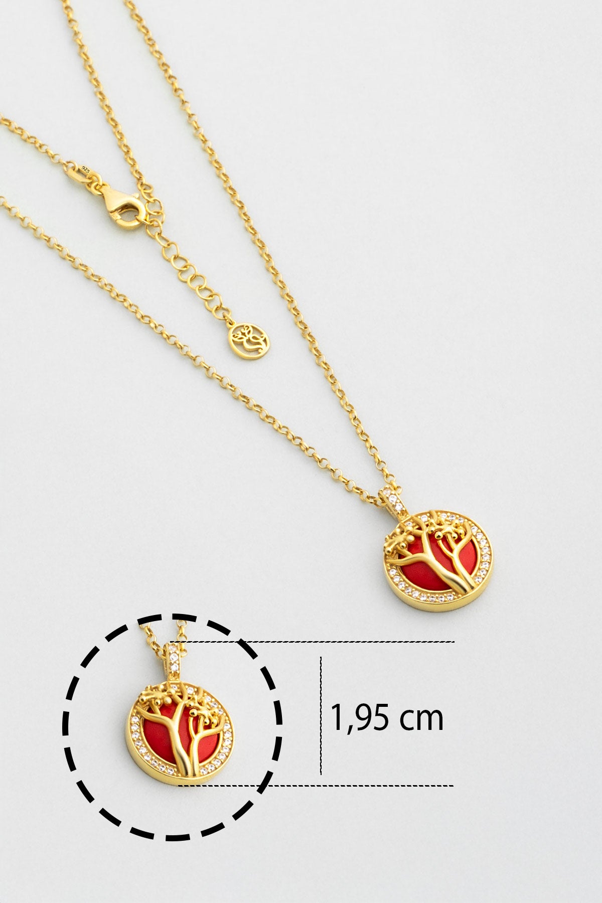 Mercan Ağacı 18 Ayar Sarı Altın Kaplama 48 Cm Gümüş Kolye 07310990844