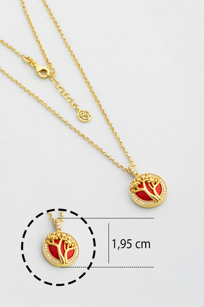 Mercan Ağacı 18 Ayar Sarı Altın Kaplama 48 Cm Gümüş Kolye 07310990844