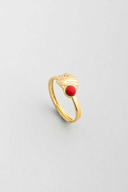 Mistik Mercan 18 Ayar Sarı Altın Kaplama Ayarlanabilir Gümüş Yüzük 07311024412