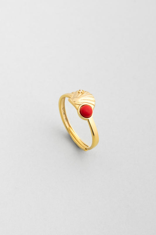 Mistik Mercan 18 Ayar Sarı Altın Kaplama Ayarlanabilir Gümüş Yüzük 07311024412