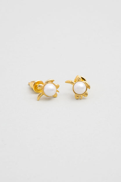 Deniz Kaplumbağası 18 Ayar Sarı Altın Kaplama Gümüş Küpe 07311076244