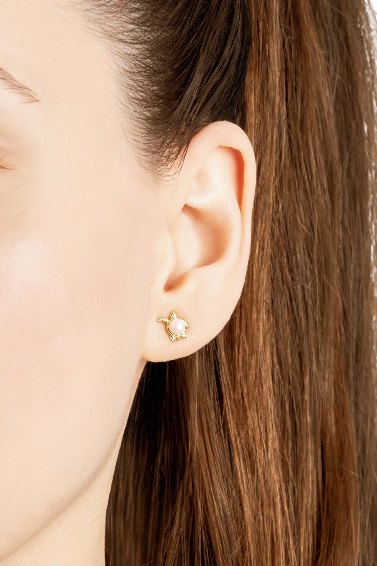 Deniz Kaplumbağası 18 Ayar Sarı Altın Kaplama Gümüş Küpe 07311076244