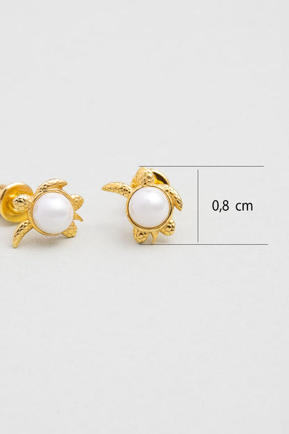 Deniz Kaplumbağası 18 Ayar Sarı Altın Kaplama Gümüş Küpe 07311076244