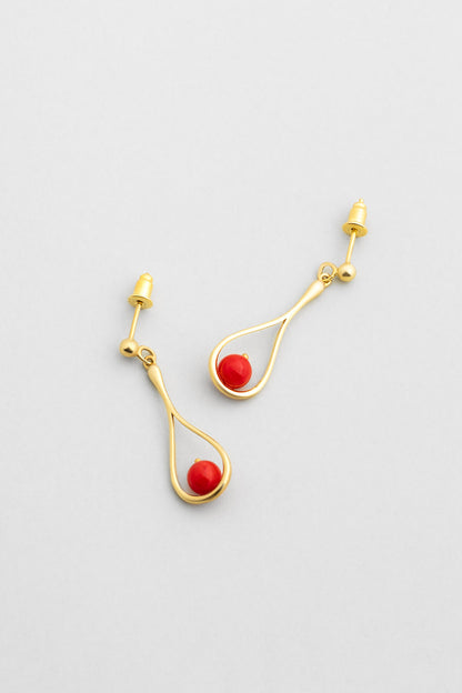 Mercan Rüyası 18 Ayar Sarı Altın Kaplama Gümüş Küpe 07311090844